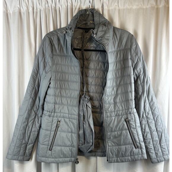 Guess Quilted Light Weight Puffer Gray Heart Fob L gorpcore cold weather 60-08 - Picture 8 of 16